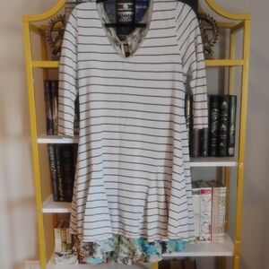 Aratta The Silent Journey Mixed Media Stripe Ruffle Dress